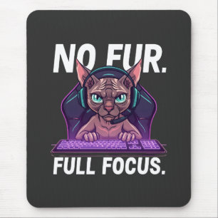 Alfombrilla De Ratón Gato Sphynx Gamer Arte Neon de Total Concentración