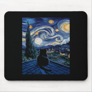 Alfombrilla De Ratón Gato Starry Night Van Gogh Cat Art Lover Funny Cat