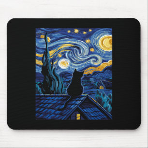 Alfombrilla De Ratón Gato Starry Night Van Gogh Cat Art Lover Funny Cat