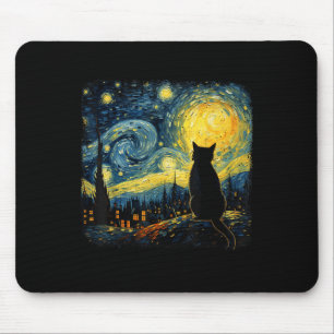 Alfombrilla De Ratón Gato Starry Night Van Gogh Cat Para Gato Que Perte