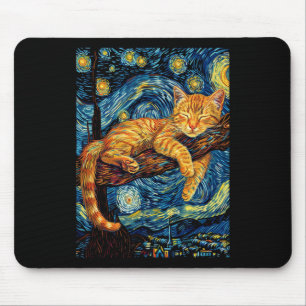 Alfombrilla De Ratón Gato Starry Night Van Gogh Cat Para Gato Que Perte