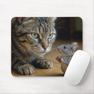 Alfombrilla De Ratón Gato Tabby Con Ratón Valiente