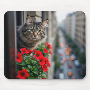 Alfombrilla De Ratón Gato Tabby en la ventana de un apartamento