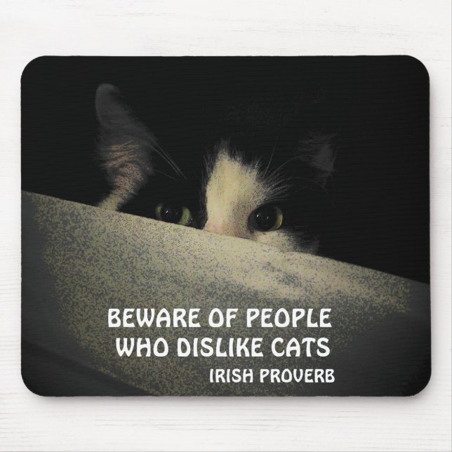 Alfombrilla De Ratón Gato temerario y proverbio irlandés (Frente)