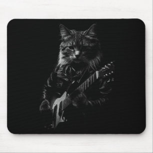 Alfombrilla De Ratón Gato tocando guitarra estrella de rock rock and ro