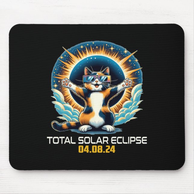 Alfombrilla De Ratón Gato Tomando Eclipse Solar Eclipse Solar Selfie 20 (Frente)