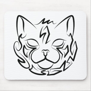 Alfombrilla De Ratón Gato tribal negro y blanco