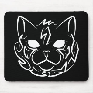Alfombrilla De Ratón Gato tribal negro y blanco