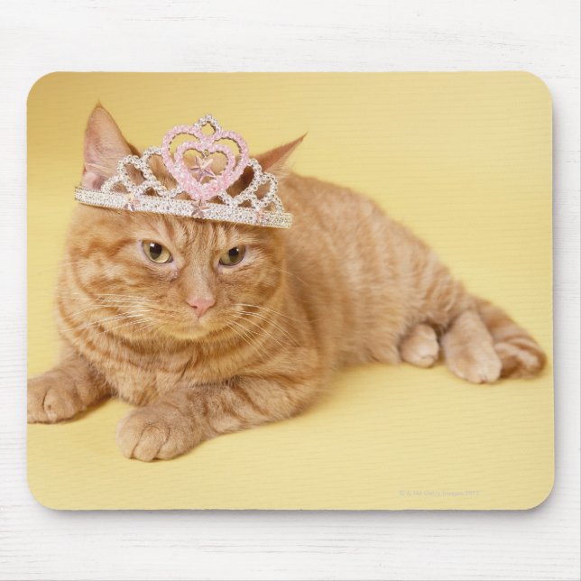Alfombrilla De Ratón Gato usando tiara (Frente)