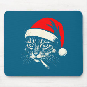 Alfombrilla De Ratón Gato Vintage Fumando Cigarrillo Gato de Navidad Sa