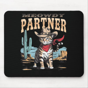 Alfombrilla De Ratón Gato Vintage Minimalista Meowdy Compañero Vaquero