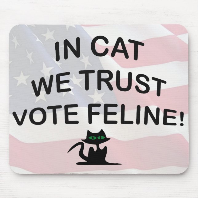 Alfombrilla De Ratón Gato votado con bandera estadounidense (Frente)