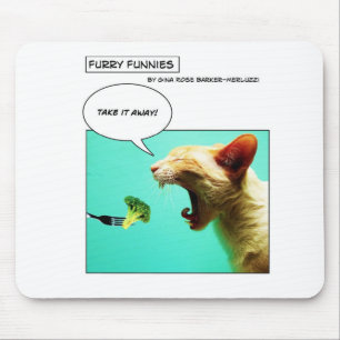 Alfombrilla De Ratón Gato y bróculi peludos del ~ de Funnies
