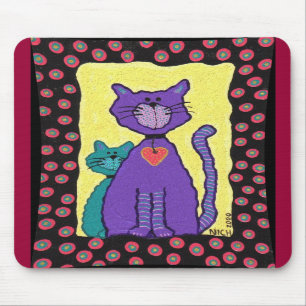 Alfombrilla De Ratón Gato y gatito enrrollados púrpuras - mousepad