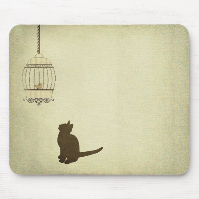Alfombrilla De Ratón Gato y jaula (Frente)