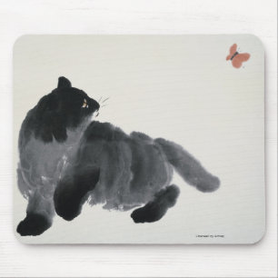 Alfombrilla De Ratón Gato y mariposa