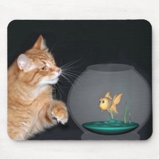 Alfombrilla De Ratón gato y pez dorado