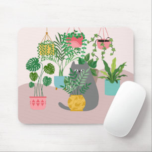 Alfombrilla De Ratón Gato y Plantas