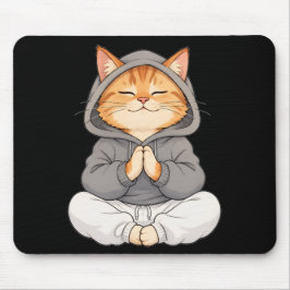 Alfombrilla De Ratón Gato Zen con capucha - Lindo gato de dibujos anima