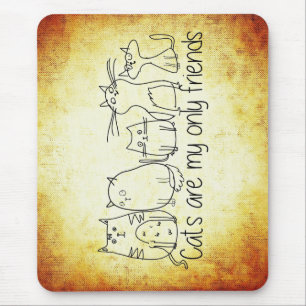 Alfombrilla De Ratón gatos amigos graciosos personalizado marrón blanc
