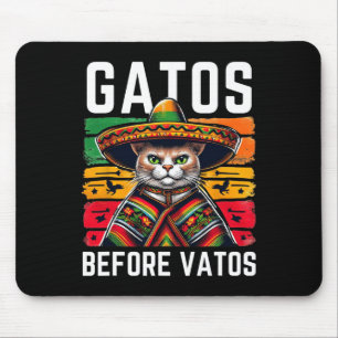 Alfombrilla De Ratón Gatos Antes de Vatos Gato Divertido Gato Mexicano 
