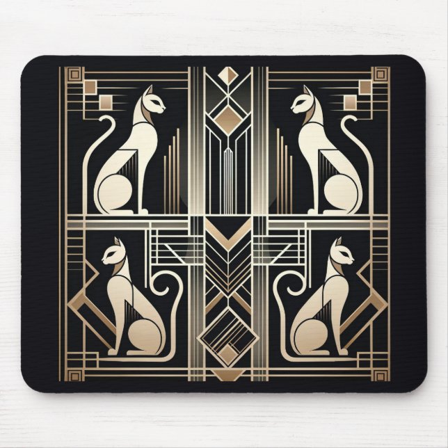 Alfombrilla De Ratón Gatos Art Deco (Frente)