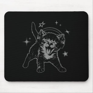 Alfombrilla De Ratón Gatos Auriculares Estrellas Tontos Grunge 90s Y2K