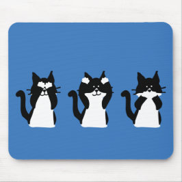 Alfombrilla De Ratón Gatos Blancos Negros | Tres Gatitos Sabios
