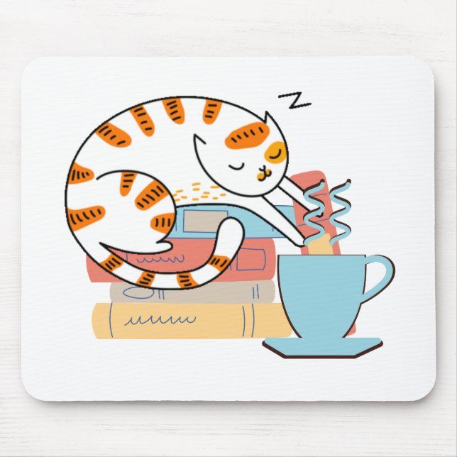 Alfombrilla De Ratón Gatos, café y libros (Frente)