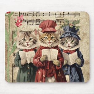 Alfombrilla De Ratón Gatos cantando villancicos de Navidad