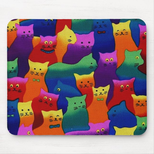 Alfombrilla De Ratón Gatos coloridos (Frente)