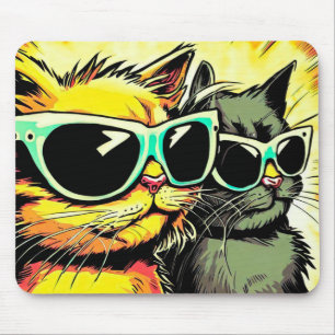 Alfombrilla De Ratón Gatos con gafas de arte pop