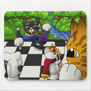 Alfombrilla De Ratón Gatos de ajedrez en el parque