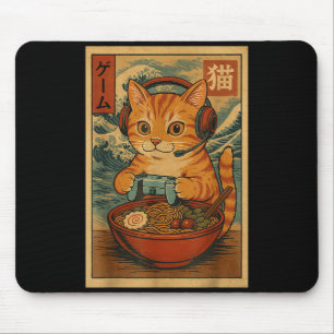 Alfombrilla De Ratón Gatos de Anime Kawaii Jugador de Ramen Retro Juego