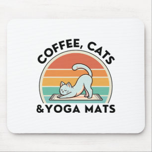 Alfombrilla De Ratón Gatos de Café y Mats de Yoga Meditación Mujeres Ho