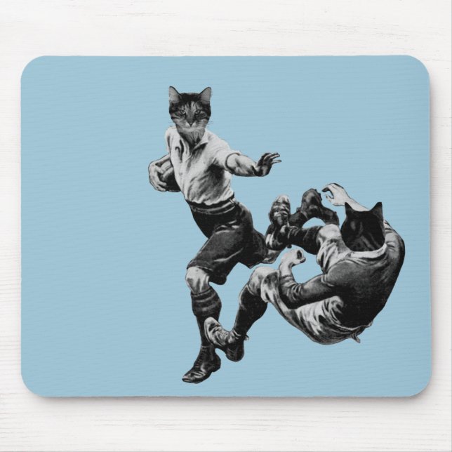 Alfombrilla De Ratón gatos de rugby de época divertida (Frente)