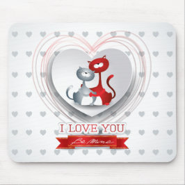Alfombrilla De Ratón Gatos enamorados del corazón