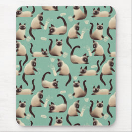 Alfombrilla De Ratón Gatos malvados siameses golpean las cosas