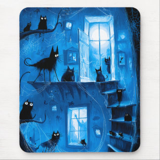 Alfombrilla De Ratón Gatos negros góticos caprichosos de Halloween espe