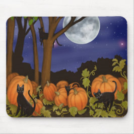 Alfombrilla De Ratón Gatos negros y calabazas Mousepad