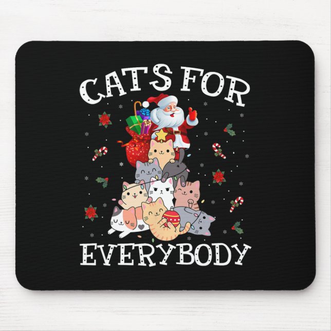Alfombrilla De Ratón Gatos Para Todos Navidades Gato Divertido Santa Xm (Frente)