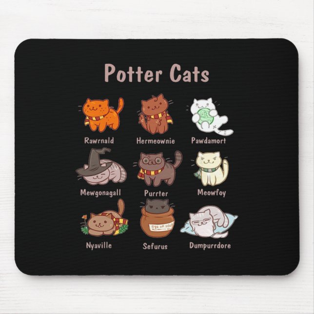 Alfombrilla De Ratón Gatos Potter Para Los Amantes Del Gato (Frente)