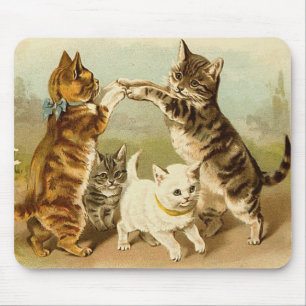 Alfombrilla De Ratón Gatos que juegan el ilustracion del vintage