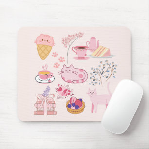Alfombrilla De Ratón Gatos rosados de té de alta calidad