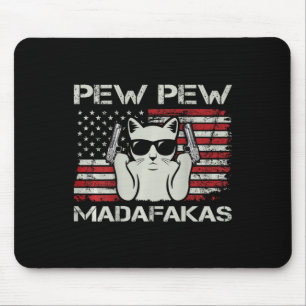 Alfombrilla De Ratón Gatos Vintage Pew Pew Madafakas Usa Funny Cat Love