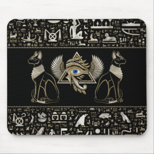 Alfombrilla De Ratón Gatos y ojos egipcios de Horus