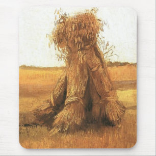 Alfombrilla De Ratón Gavillas de Trigo en un Campo, van Gogh