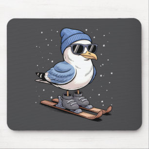 Alfombrilla De Ratón Gaviota Genial En Esquís - Gaviota Invernal Nórdic
