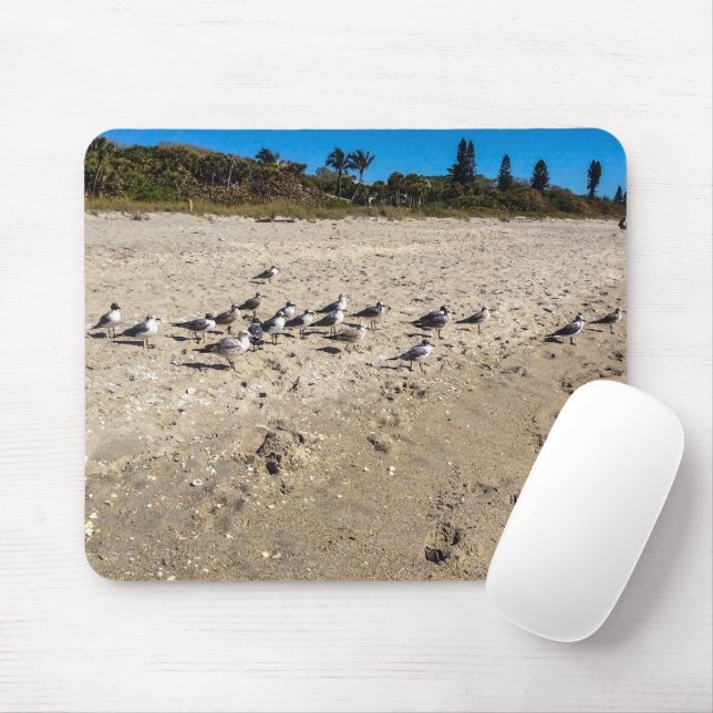 Alfombrilla De Ratón Gaviotas marinas toman el Mousepad de la playa (Con ratón)