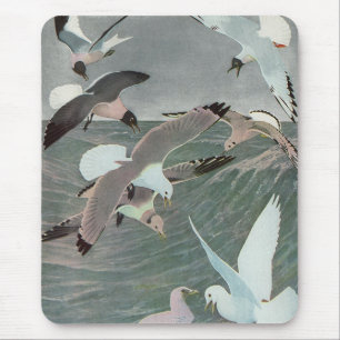 Alfombrilla De Ratón Gaviotas sobre olas del océano por Louis Agassiz F